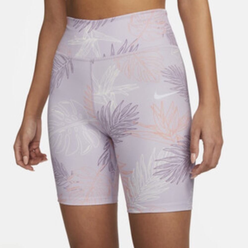 Nike dri-fit lavender purple palm monstera leaf biker shorts XS